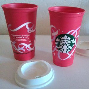 Starbucks Christmas Reusable Cup - 50th Anniversary Ribbon Design